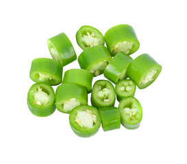 slice green hot chili  isolated on  transparent png