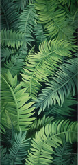 Fototapeta na wymiar Foliage Whispers: Abstract Design Inspired by the Delicate Pattern of Fern Fronds, Utilizing Green Shades