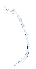Fototapeta na wymiar Shape form droplet of Water splashes into drop water attack fluttering in air and stop motion freeze shot. Splash Water for texture graphic resource elements, White background isolated