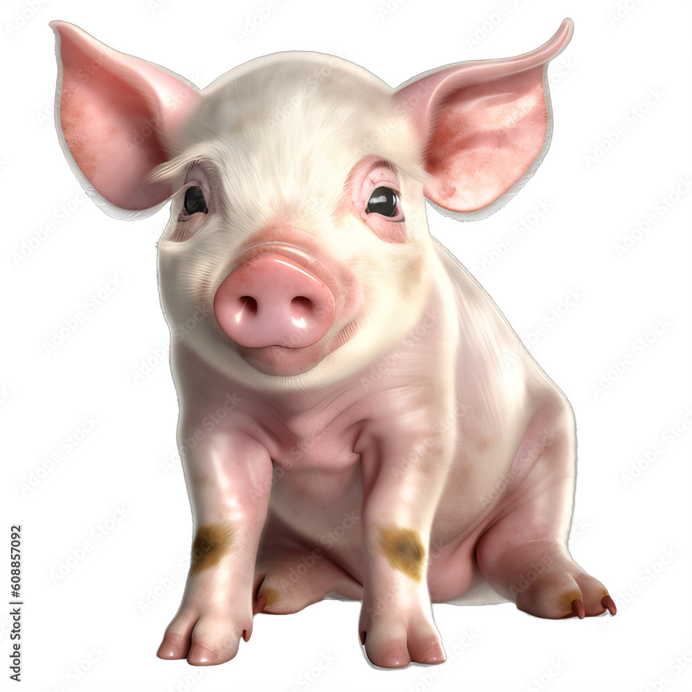 Wall mural a small pig sitting on a transparent background png isolated generative ai