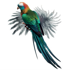A colorful quetzal on a transparent background png isolated Generative Ai