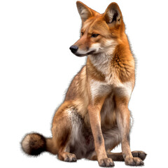 Fototapeta premium A dhole fox on a transparent background png isolated Generative Ai