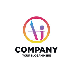 Letter A and letter i monogram logo template with multiple gradient colors