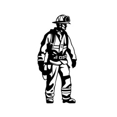 Fototapeta na wymiar Firefighter Logo Monochrome Design Style