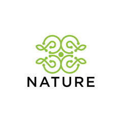 Nature leaf tree growth logo icon design template. garden, park, beauty, spa flat vector