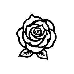 Fototapeta premium Rose Flower Logo Monochrome Design Style