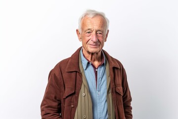 Portrait of a senior man with grey hair. Isolated on white background.