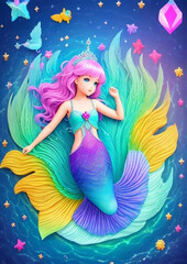 mermaid with magic wand