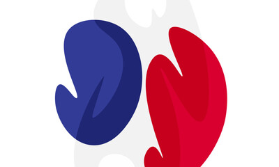 abstract wavy shapes centered france background. Vector illustration