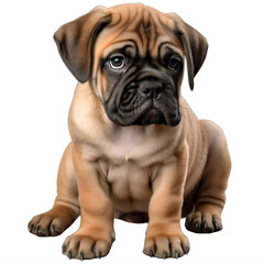 A brown and black bullmastiff puppy on a transparent background png isolated Generative Ai