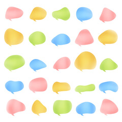 Balloons of various shapes in pastel colors