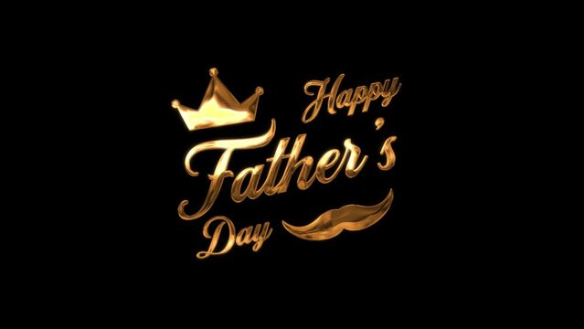 Premium Happy Fathers Day Handwritten Text Animation in gold Color With Dark Background.. Best for Fathers Day Celebrations.