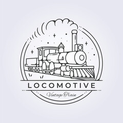 Fototapeta premium vintage locomotive train in emblem vector illustration template logo design, hogwarts express vector