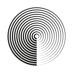 Fototapeta na wymiar Concentric, radial circles. Radiating, circular spiral, vortex lines. Rays, beams, signal burst design. Merging rippled lines. Converging rings. Vector illustration.