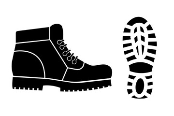 Boot for print design. boot and boot marks. Vector illustration.