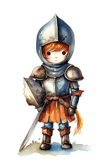 Naklejka premium Knight warrior watercolor clipart isolated on white background