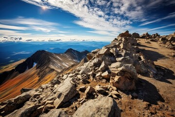 Obraz premium Infinite Sky at the Summit - Generative AI