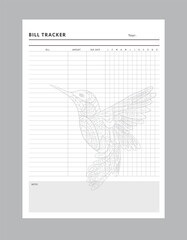 Bill Tracker Planner. (Freedom Bird)