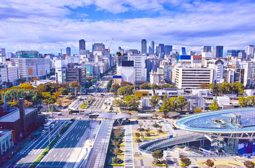 愛知県名古屋市の都市風景、栄から見る名古屋駅方面の街並み
