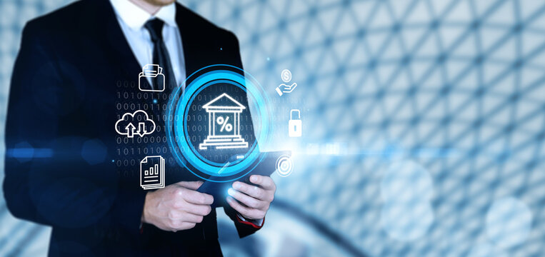 Banking and online payments concept, businessman using tablet to innovative financial technology develop products, investing in currency rate growth and percentage profit, global business.