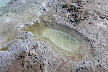 Close up on Exotic salt lake Baskunchak in Astrakhan oblast, Russia.