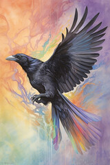 Fototapeta premium raven in the sky