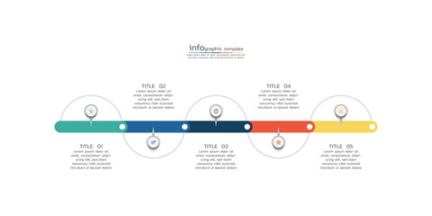 Vector illustration business data visualization process infographic template design with 5 step