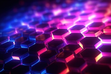 Obraz premium A purple and blue background with hexagonal shapes. Abstract background created with Generative Ai Technology