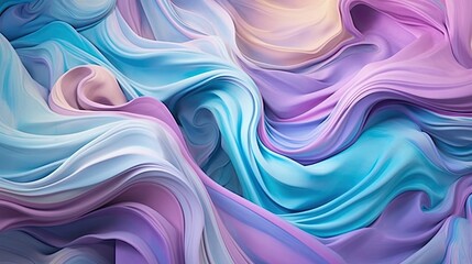 Obraz premium An abstract background of blue, purple, and white waves fabric satin. Abstract background created with Generative Ai Technology