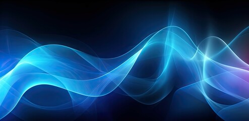 Obraz premium Abstract blue wave on black background. Abstract background created with Generative Ai Technology