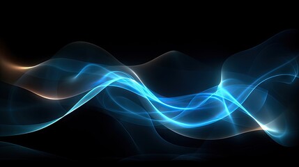 Abstract blue wave on black background. Abstract background created with Generative Ai Technology
