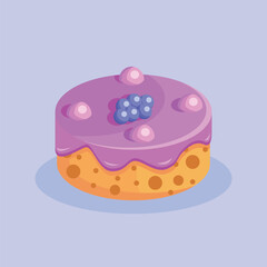 Cake Vector, Purple Blueberry Fruit Cake