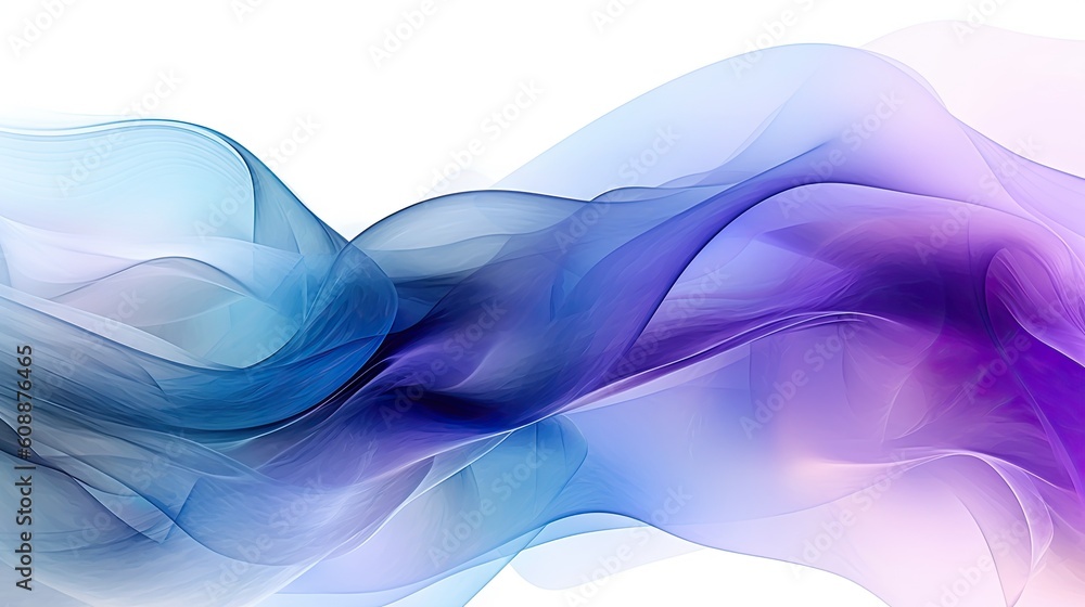 Wall mural A blue and purple abstract wave on a white background. Abstract background created with Generative Ai Technology