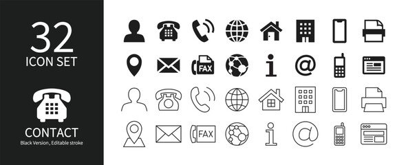 Icon set related to contacts
