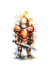 Naklejka premium paladin warrior champ watercolor clipart isolate white background