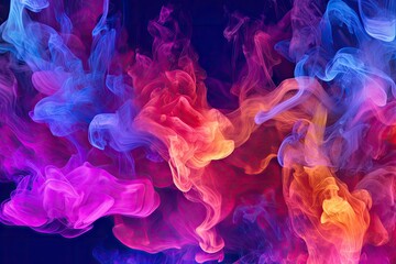 A bunch of colorful smoke on a black background. Abstract background created with Generative Ai Technology