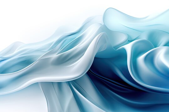 An abstract blue and white background with flowing fabric. Created with Generative Ai Technology