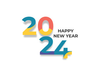 2024 typography logo design. Happy new year 2024