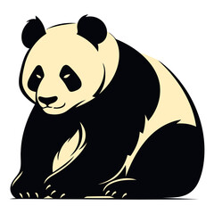 Cute panda sitting looking at camera cheerfully © Gstudio