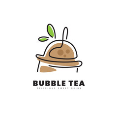 Bubble tea drink vector logo. drink logo for business purposes chocolate drink, logo restaurant, or logo drink product.