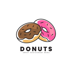 Donut vector logo. Sweet food logo, can be used for bakery product logo, trademark, or food business logo.