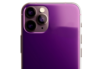 Isolated modern mobile phone with camera lenses on back