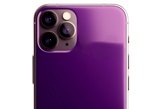 Isolated modern mobile phone with camera lenses on back
