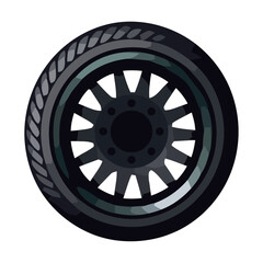 Obraz premium Shiny tire icon on isolated metal disk