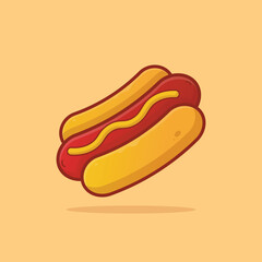 Vector illustration of hotdog. Minimalist design.