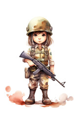 soldier army military watercolor clipart isolated on white background