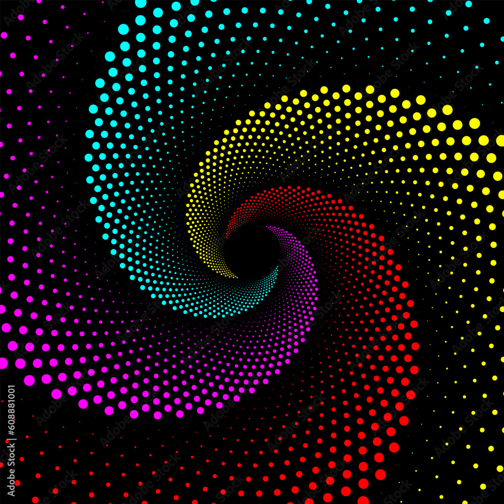 Poster multicolor dotted swirl pattern background
