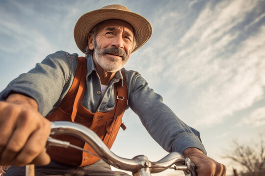senior man riding a bike