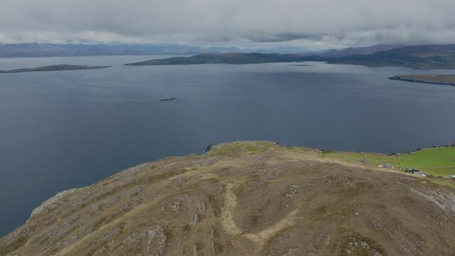 drone flight over Kenmare Bay West Cork Ireland on a May morning