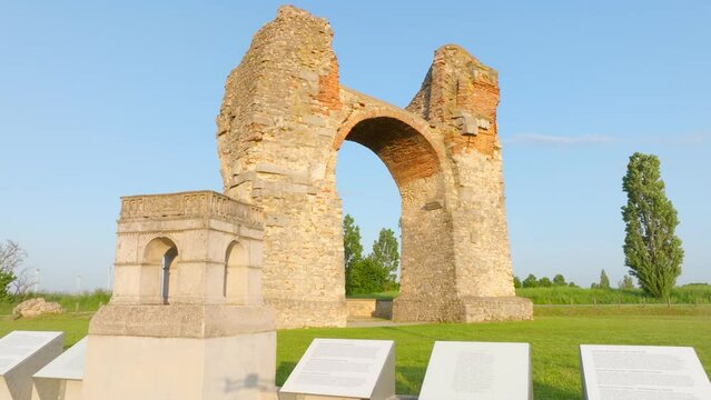 The Heidentor (Heathens' Gate), Famous Roman Monument In Austria - drone shot